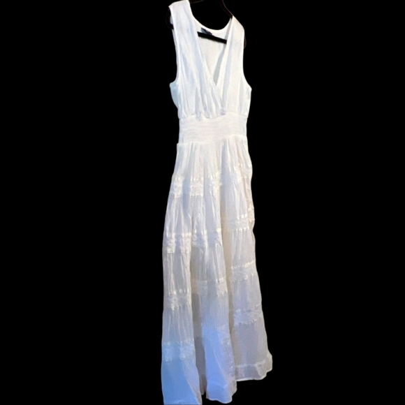 Jackpot Women's Sleeveless Cotton Boho CottageCore White Smocked Maxi Dress 3XL - Picture 3 of 8